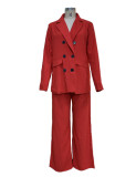 BAMBOOBOY Autumn Causal Loose Big Blazer + Long Pants Two 2 Piece Sets for Women Classic Office Lady Formal Clothes Trouser Suit