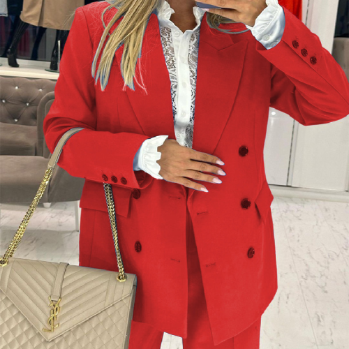 BAMBOOBOY Autumn Causal Loose Big Blazer + Long Pants Two 2 Piece Sets for Women Classic Office Lady Formal Clothes Trouser Suit