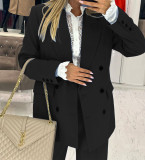 BAMBOOBOY Autumn Causal Loose Big Blazer + Long Pants Two 2 Piece Sets for Women Classic Office Lady Formal Clothes Trouser Suit
