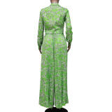 Women's Pajama Set With Wide Leg Pants Ladies Sleepwear Summer Long Sleeve Loose Bow Collar Spring Pyjama Suit For Female