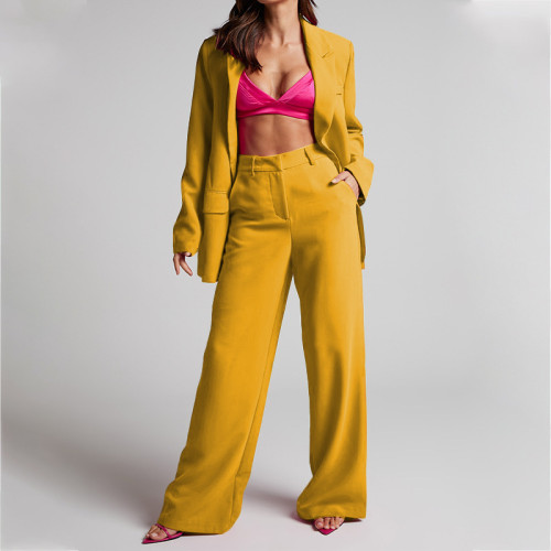 Fashion Casual Women Blazers Set Elegant Long Pants Blazer Suit Solid Two Pieces Office Lady Autumn Winter Clothes