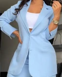 Woman Elegant Blazer Sets New Autumn Fashion Women's Notched Collar Coat & Pocket Design Pants Set Work Commuting Two Piece Suit