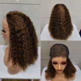 12A Double Drawn Human hair 4*4 Lace Curly Wig 300% density
