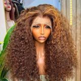 12A Double Drawn Human hair 4*4 Lace Curly Wig 300% density