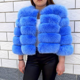 New Winter Crop Style Plus Size Fur Jacket Women Real Fox Fur Coat