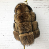 New Style Thick Fluffy Cropped Full Sleeve Real Raccoon Fur Jacket  Winter Ladies Fur Coat