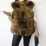 New Style Thick Fluffy Cropped Full Sleeve Real Raccoon Fur Jacket  Winter Ladies Fur Coat