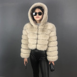 Women's Coats Real Fur Coat Natural Fox fur Jacket Removable Hood Wholesale Customization Women's Fur Coats