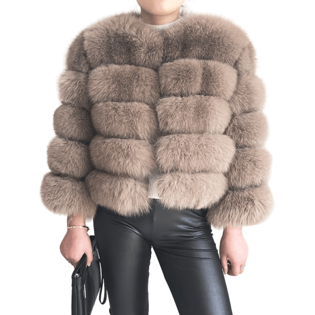 New Winter Crop Style Plus Size Fur Jacket Women Real Fox Fur Coat