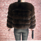 New Winter Crop Style Plus Size Fur Jacket Women Real Fox Fur Coat