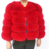 New Winter Crop Style Plus Size Fur Jacket Women Real Fox Fur Coat