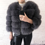 New Winter Crop Style Plus Size Fur Jacket Women Real Fox Fur Coat