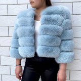 New Winter Crop Style Plus Size Fur Jacket Women Real Fox Fur Coat