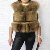 New Style Thick Fluffy Cropped Full Sleeve Real Raccoon Fur Jacket  Winter Ladies Fur Coat