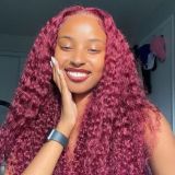 12A Jerry Curly Long wig Red 99j 200% density Human hair