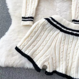 Sweater Vendors Fall Winter 2024 Women Clothing Sweater Outfit 2 Piece Set Trendy Two Piece Cozy Knit Sweater Top and Shorts Set