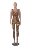 C1866 Trade women's leopard print sleeveless square neck backless slim fit sports jumpsuit