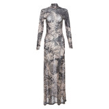 Mesh See Through Maxi Dress Ladies Elegant Streetwear Dresses Women Casual