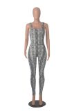 C1866 Trade women's leopard print sleeveless square neck backless slim fit sports jumpsuit
