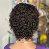 Curly pixie cut lace frontal wig human hair Wig, real hair, full head cover