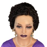 Curly pixie cut lace frontal wig human hair Wig, real hair, full head cover