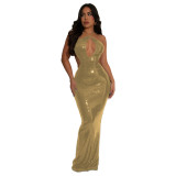 C7247 cross-border Aliexpress Amazon Europe and the United States fashion women's sequin slim halter evening dress new