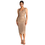 C7219 Cross border Express Amazon Europe and the United States fashion women's sexy backless hot diamond strap bag arm dress
