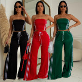 C7056 Cross-border express Amazon independent station Europe and the United States fashion women's solid color sleeveless two-piece set new