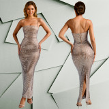 C7193 cross-border express Amazon Europe and the United States fashion women's hot diamond sexy strap tight bag buttock dress