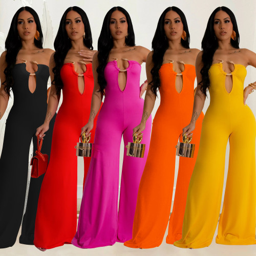 C6941 Cross-border express Amazon independent station Europe and the United States fashion women's solid color fashion pants jumpsuit women