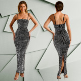 C7193 cross-border express Amazon Europe and the United States fashion women's hot diamond sexy strap tight bag buttock dress