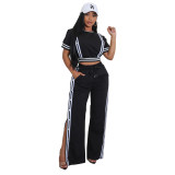 C7255 Cross-border Express Amazon European and American fashion women's fashion trend wide leg loose casual pants two-piece set