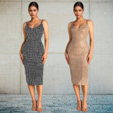 C7219 Cross border Express Amazon Europe and the United States fashion women's sexy backless hot diamond strap bag arm dress