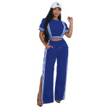 C7255 Cross-border Express Amazon European and American fashion women's fashion trend wide leg loose casual pants two-piece set