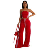 C7056 Cross-border express Amazon independent station Europe and the United States fashion women's solid color sleeveless two-piece set new