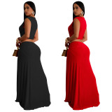 C7062 cross-border express Amazon independent station European and American fashion women's sleeveless deep V slit dress new