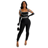 C7001 cross-border express Amazon independent station Europe and the United States fashion women's new belt hot drill long jumpsuit