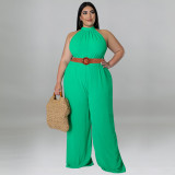 MY987 cross-border large size women's new solid color sleeveless fashion sexy round neck casual romper factory direct sales