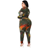MY851 cross-border women's autumn new mixed dye printed fashion suit Amazon new source manufacturers