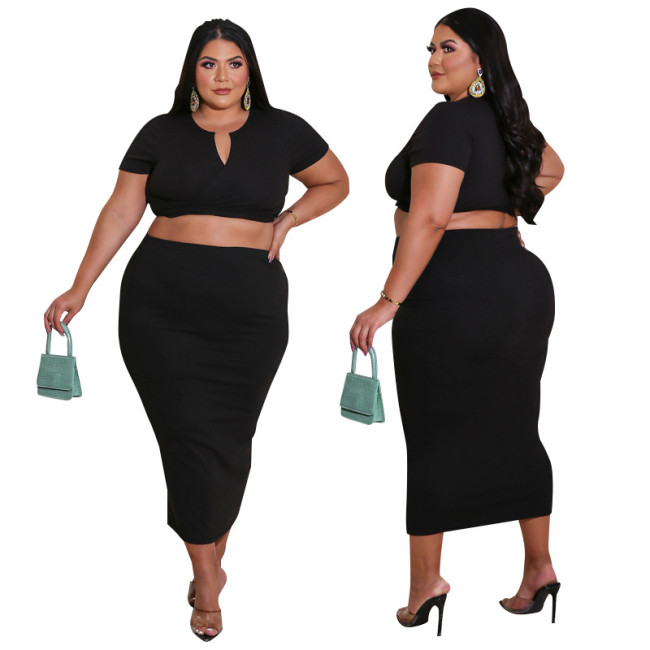 MY676 cross-border plus-size women's summer new missing umbilical fashion suit Amazon new source manufacturers