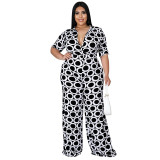 MY989 cross-border plus-size women's new fashion holiday style casual printed multi-color jumpsuit Amazon