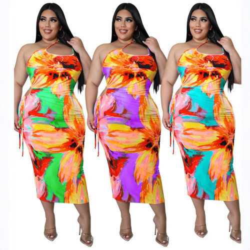 MY905 cross-border plus-size women's summer new sexy halter dress Amazon new