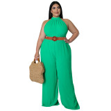 MY987 cross-border large size women's new solid color sleeveless fashion sexy round neck casual romper factory direct sales