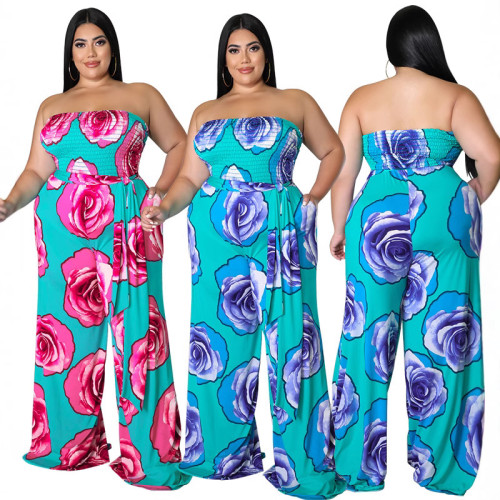 MY900 cross-border large size women's summer new wear cool sleeveless rose chest romper