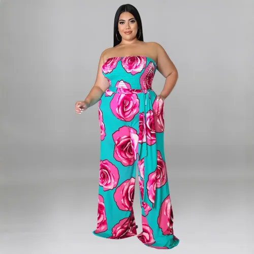 MY900 cross-border large size women's summer new wear cool sleeveless rose chest romper