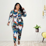 MY851 cross-border women's autumn new mixed dye printed fashion suit Amazon new source manufacturers