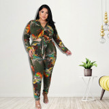 MY851 cross-border women's autumn new mixed dye printed fashion suit Amazon new source manufacturers