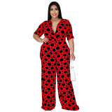MY989 cross-border plus-size women's new fashion holiday style casual printed multi-color jumpsuit Amazon