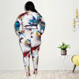 MY851 cross-border women's autumn new mixed dye printed fashion suit Amazon new source manufacturers