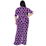 MY989 cross-border plus-size women's new fashion holiday style casual printed multi-color jumpsuit Amazon